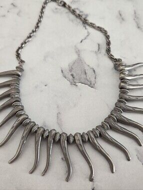 Pewter Tribal Tusk Pattern Necklace Choker